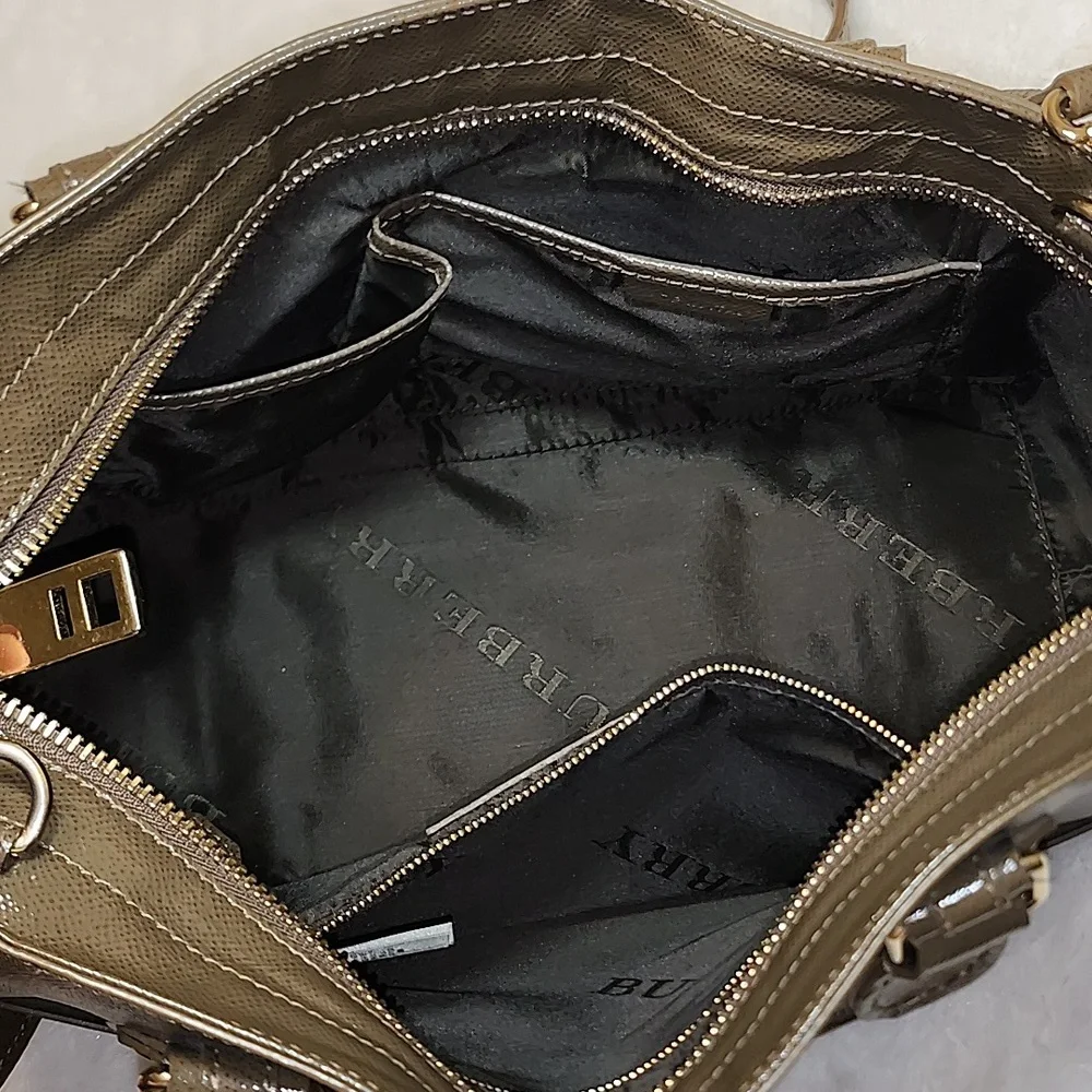 Burberry Patent Leather Somerford Tote Sachel Shoulder Bag  Officesiren - Picture 9 of 16